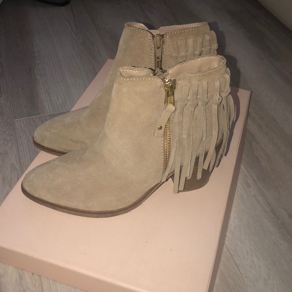 ASOS tan suede fringe boots